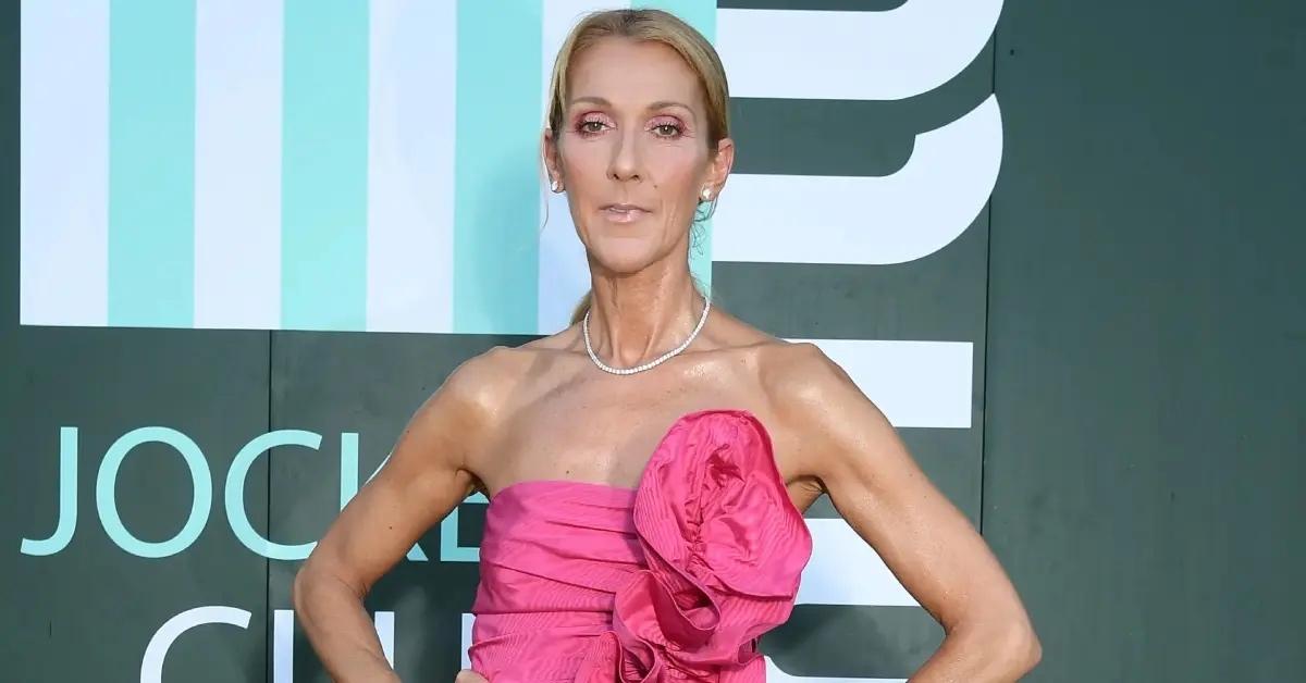 Celine Dion attends an event wearing a pink dress.