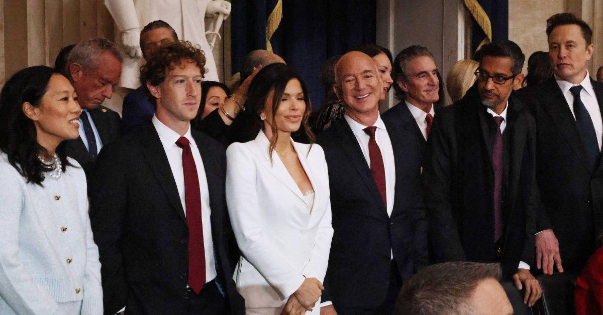 Tech leaders including Jeff Bezos at Trump's inauguration. 