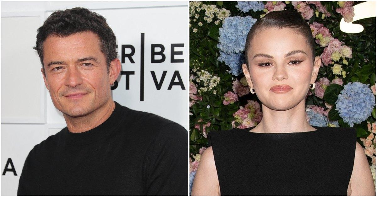 Orlando Bloom and Selena Gomez at separate events.