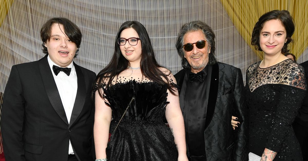 L-R: Anton James Pacino, Olivia Rose Pacino, Al Pacino, and Julie Marie Pacino.