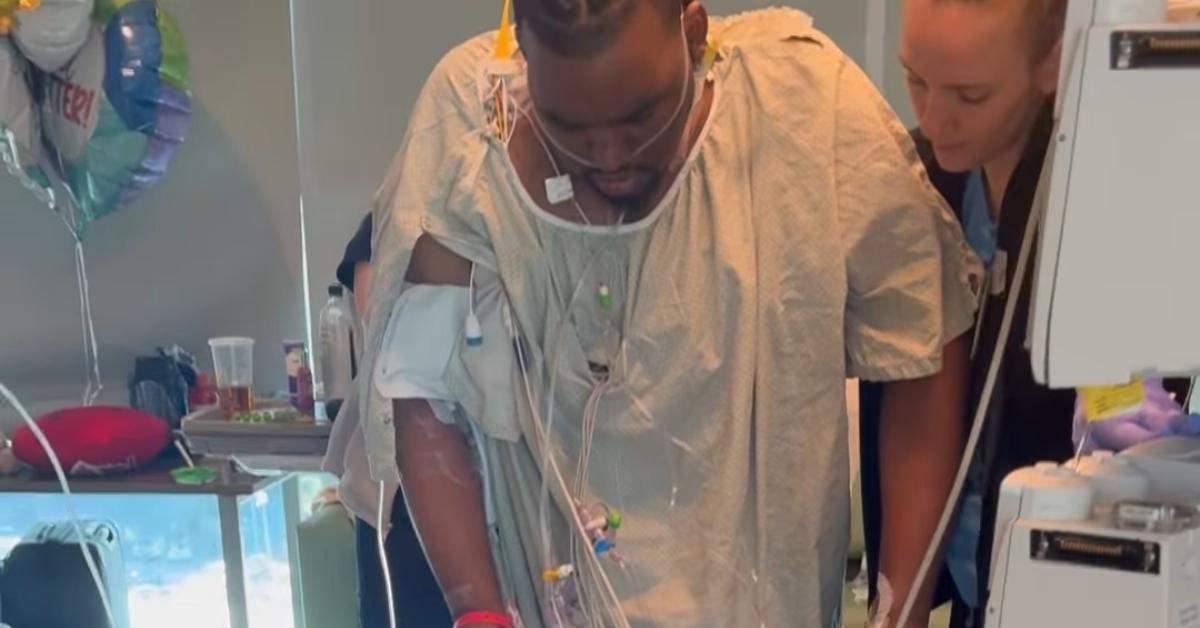 Brentt Leakes walking in his hospital room