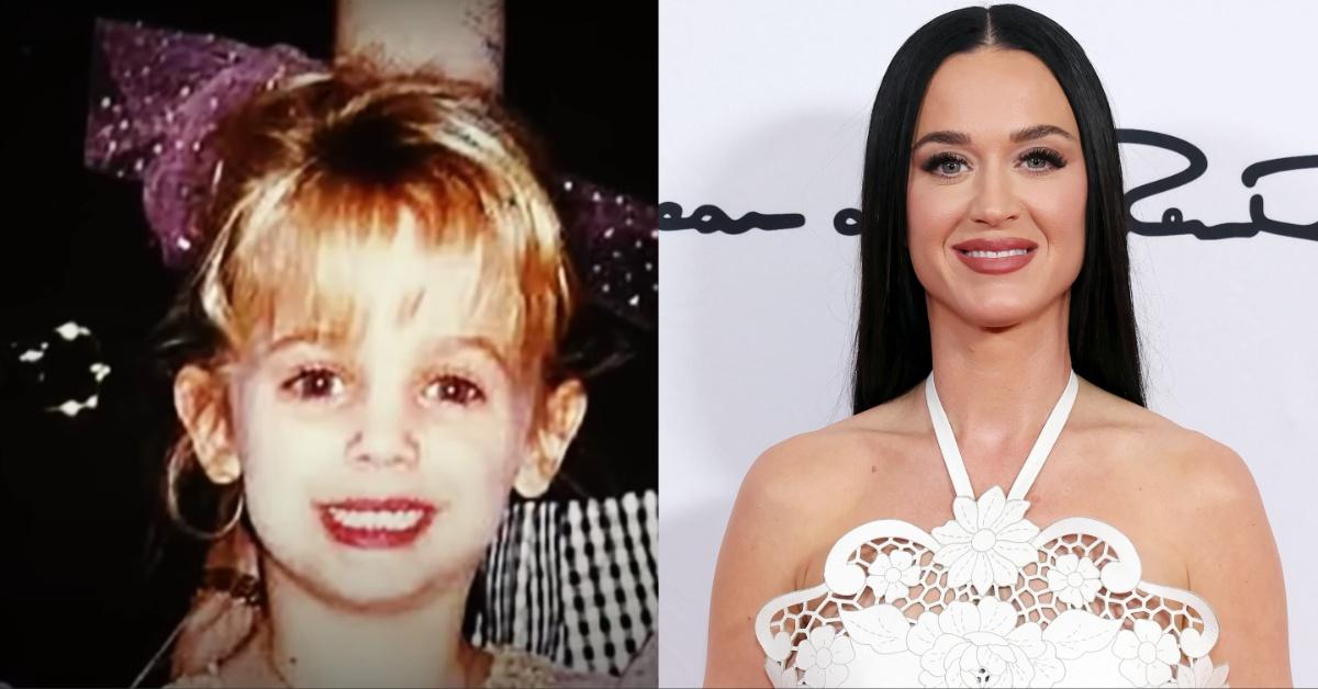 JonBenét Ramsey and Katy Perry in a side-by-side collage