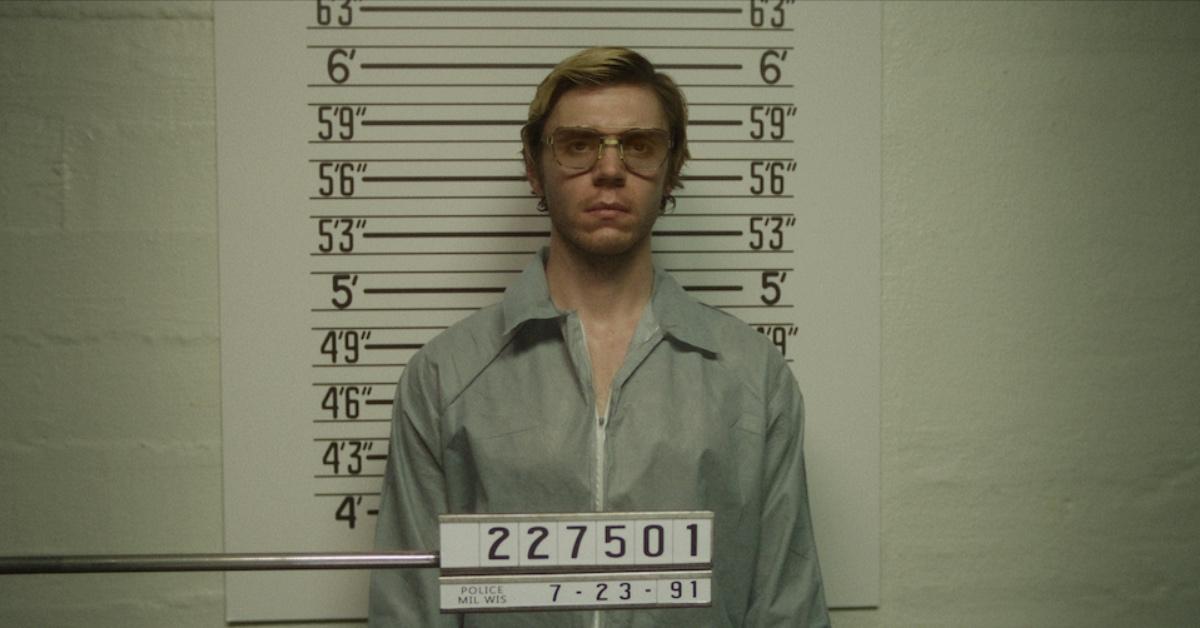 Evan Peters portraying Jeffrey Dahmer