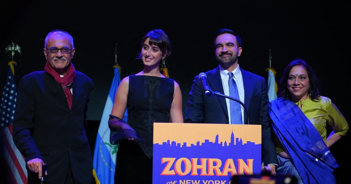 Zohran Mamdani with his wife and parents.