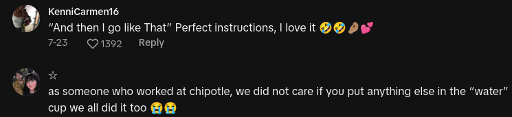 chipotle customer steals aqua fresca with water cup