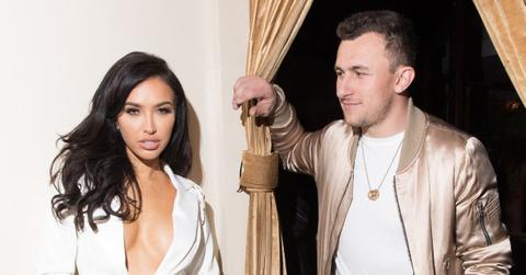 Bri Tiesi posing for a photo with then husband Johnny Manziel