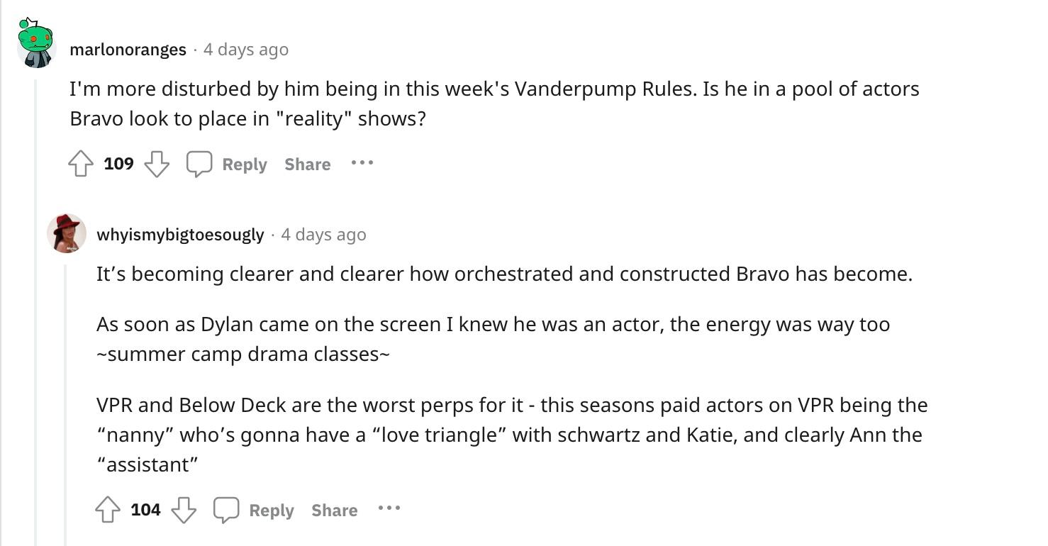 reddit screenshot dylan Piérre De Villiers on Vanderpump rules