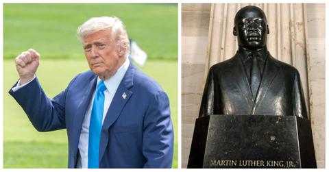 Donald Trump and a bust of Martin Luther King Jr.