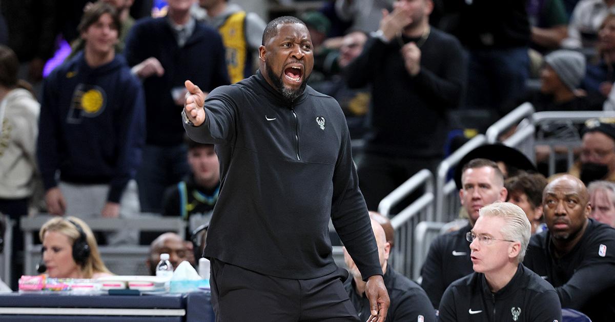 Adrian Griffin yelling during a game against the Indiana Pacers. 