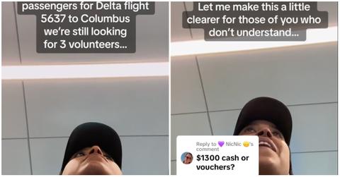 Delta representaive offer $1300 to three travelers to change their flights