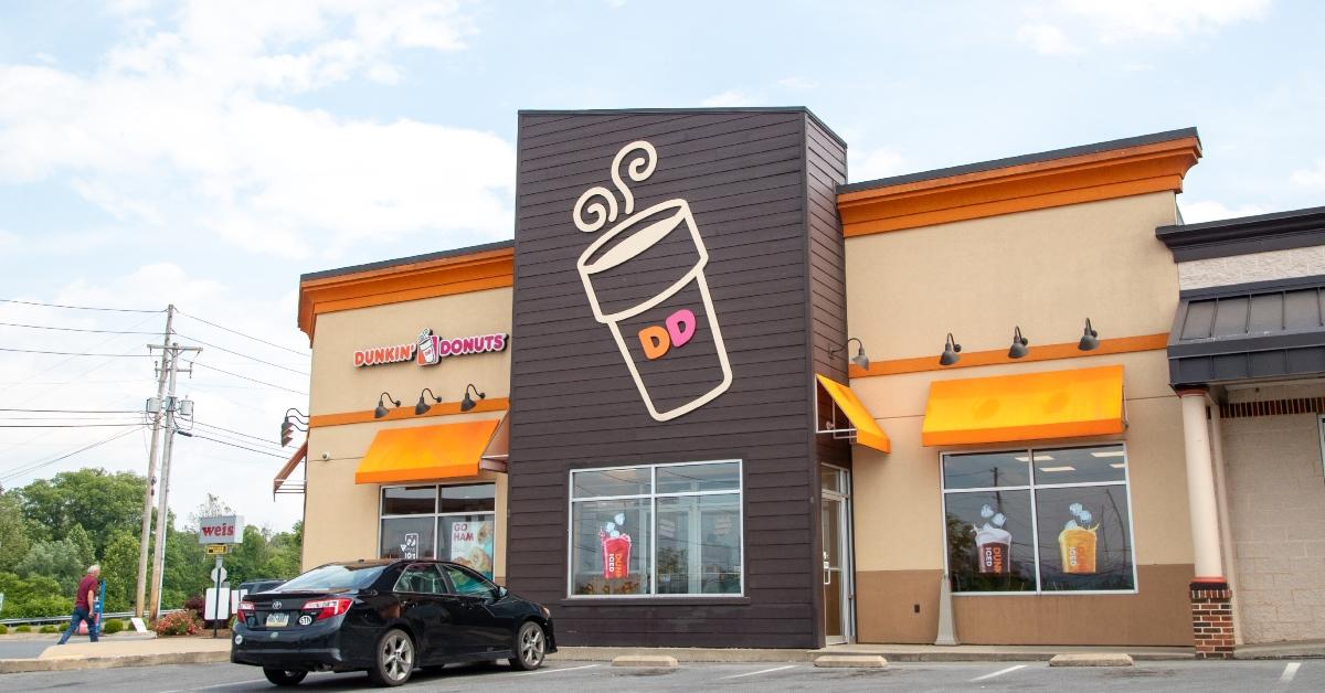 The exterior of a Dunkin' Donuts location.