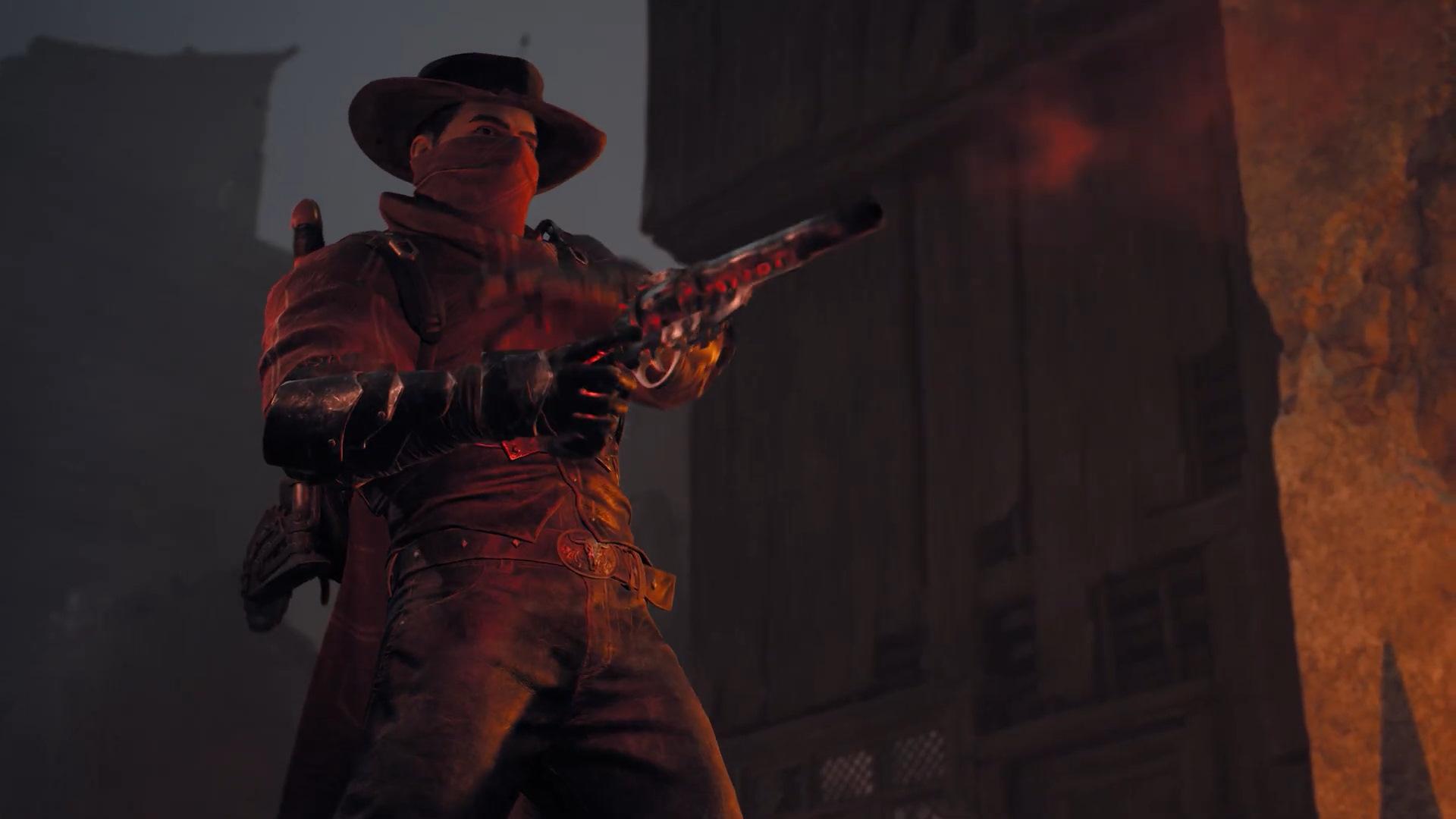 'Remnant II' Gunslinger firing his pistol at an enemy.