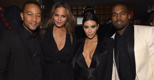 John Legend, Chrissy Teigen, Kim Kardashian, and Kanye West