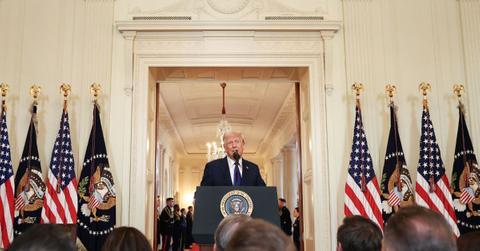 Donald Trump speaking at the White House.