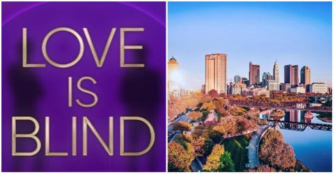 (l-r): 'Love Is Blind' logo and a photo of Columbus, Ohio