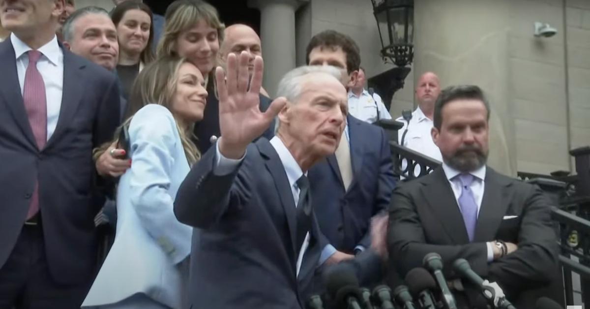 Karen Read's father speaks after her not guilty verdict while she hugs a member of her legal team