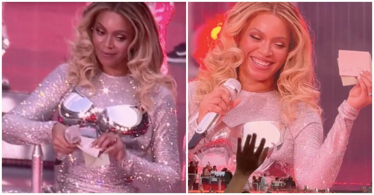 Beyonce does a couples' gender reveal on stage in Germany