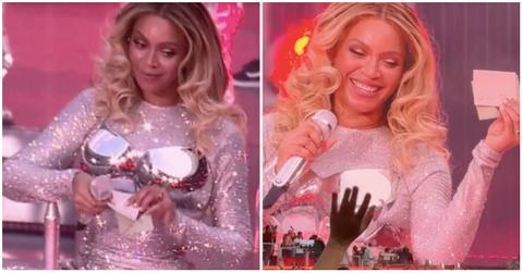 Beyonce does a couples' gender reveal on stage in Germany
