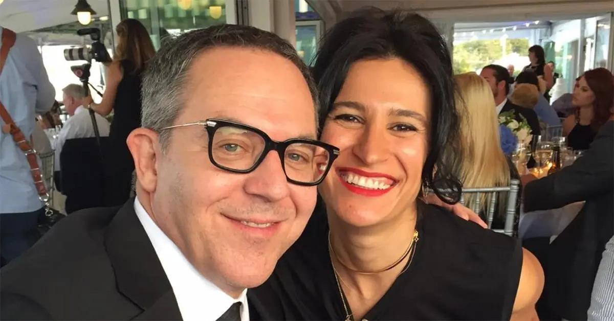 Greg Gutfeld with his wife, Elena Moussa.