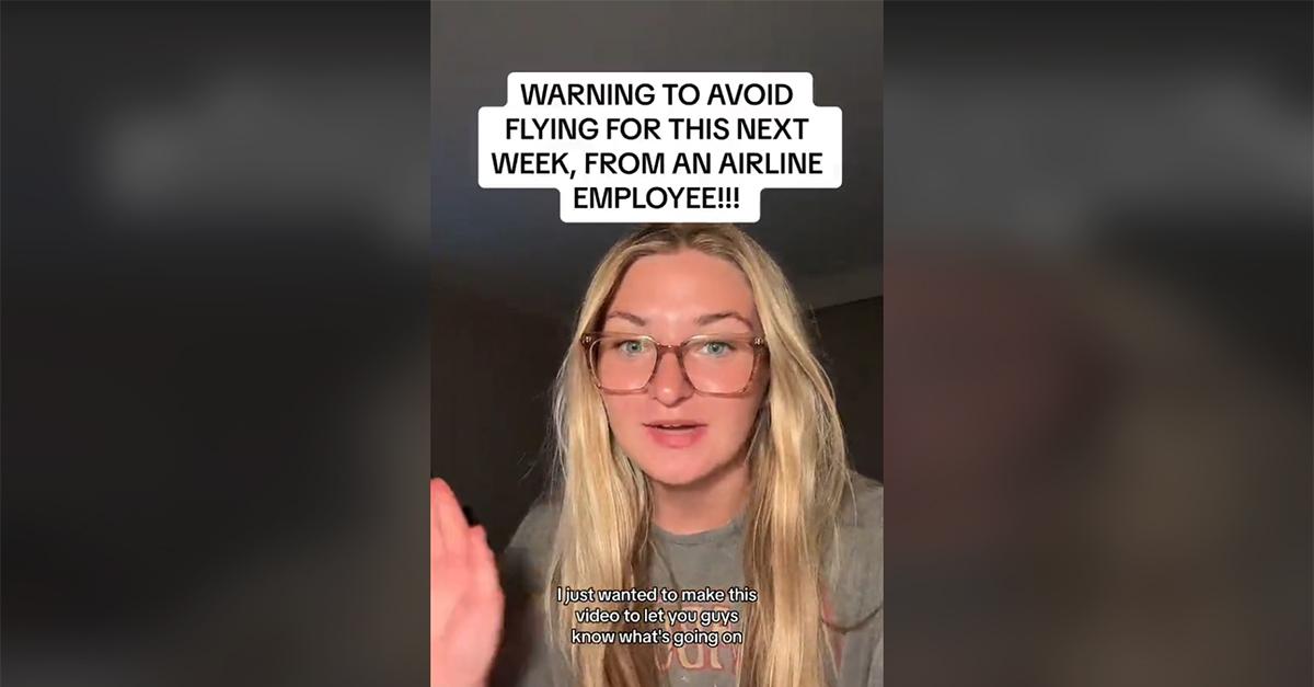 A flight attendant warning people about flying