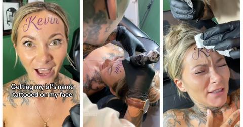 Woman gets boyfriend's name tattooed on forehead