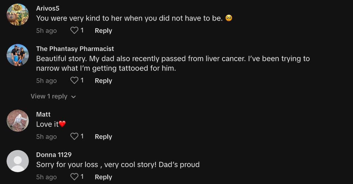 Paul in a Dress tattoo video comments on tiktok