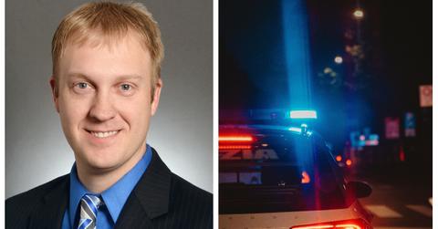 (L-R): Justin Eichorn; top of police car