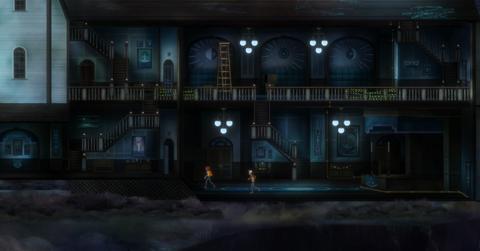 'OXENFREE II' Riley and Jacob solving puzzles inside a dark building.