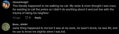 Strange Man Kisses Woman on Sidewalk While She Walked a Dog