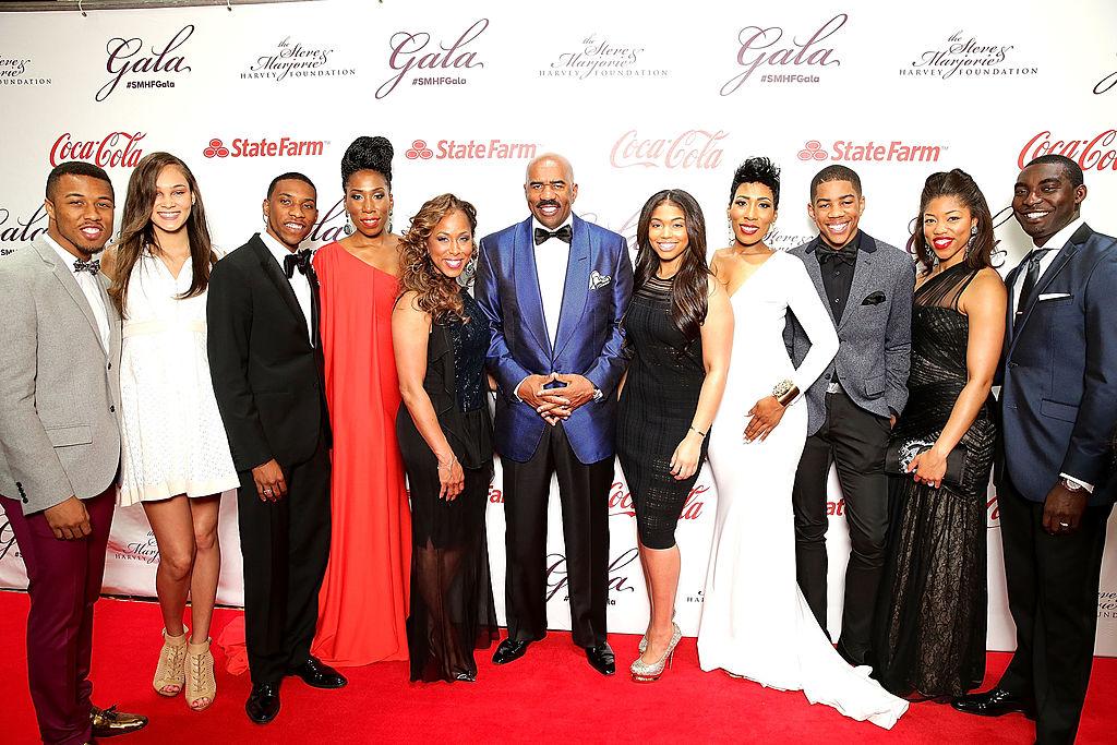 Jason Harvey, Amanda Harvey, Broderick Harvey Jr., Brandi Harvey, Marjorie Harvey, Steve Harvey, Lori Harvey, Karli Harvey, Wynton Harvey, Morgan Hawthorne, and Kareem Hawthorne