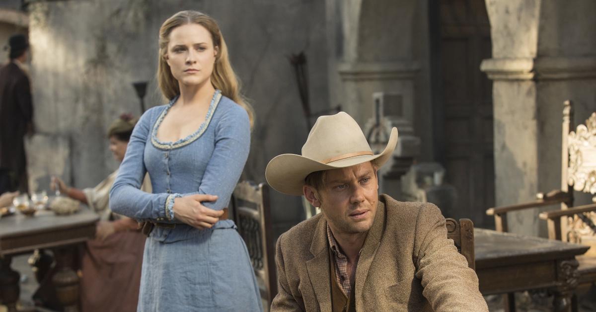 Jimmi Simpson as William/The Man in Black with Evan Rachel Wood as Dolores in 'Westworld.'