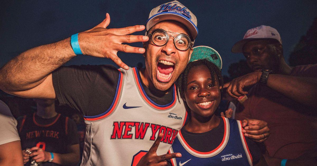 Knicks fans celebrating in Central Park after the game 4 victory.