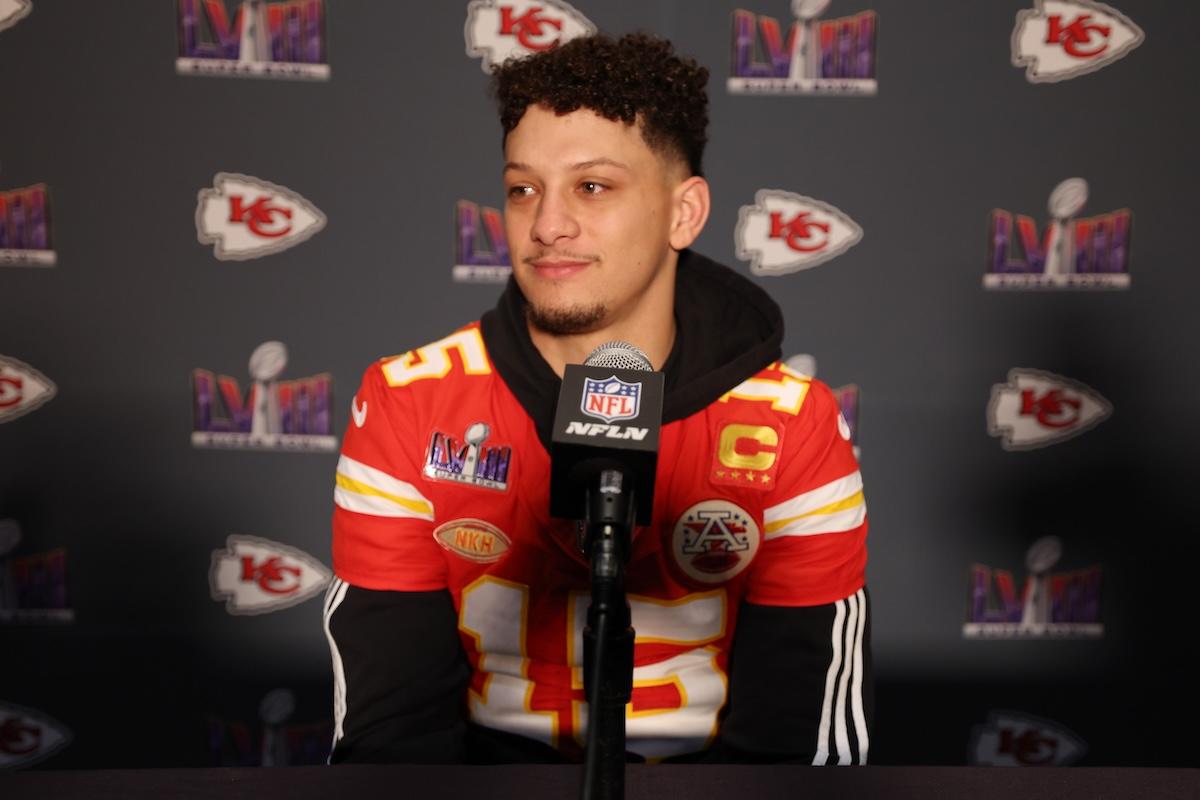 Patrick Mahomes doing Super Bowl promo