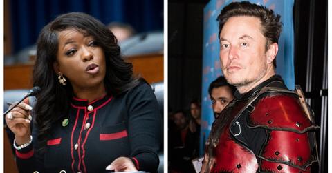 (L-R): Rep. Jasmine Crockett; Elon Musk