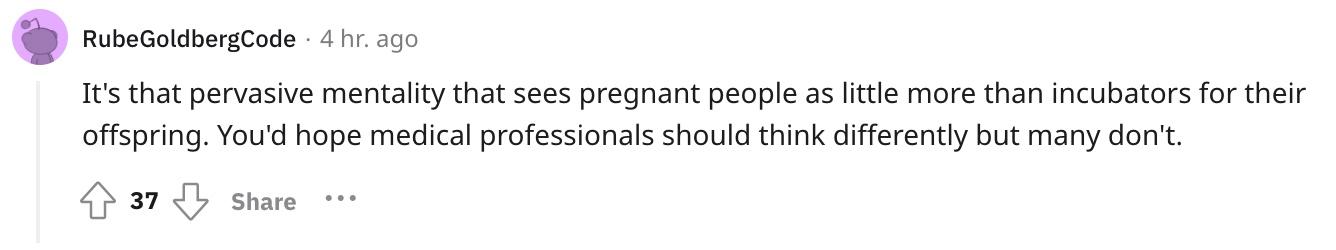 A person commented about the rude labor and delivery nurse