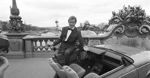 British actor Roger Moore on set of the James Bond movie 'A View to a Kill'