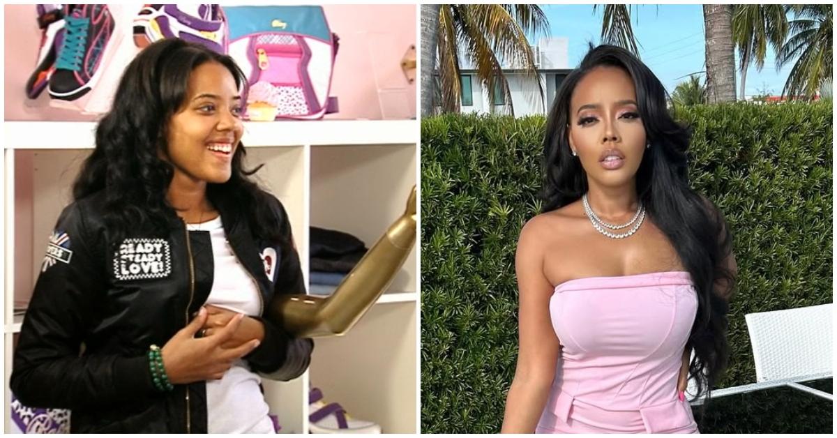 (l-r): Angela Simmons on 'Run's House' and Angela Simmons now