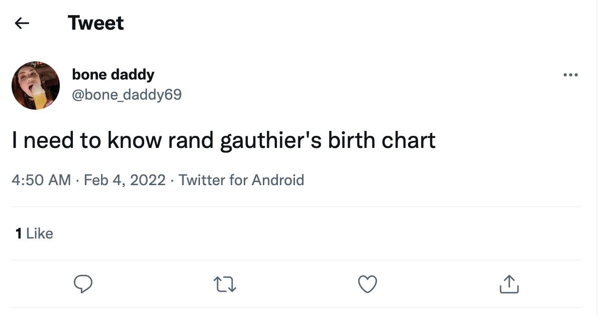 A tweet about Rand Gauthier