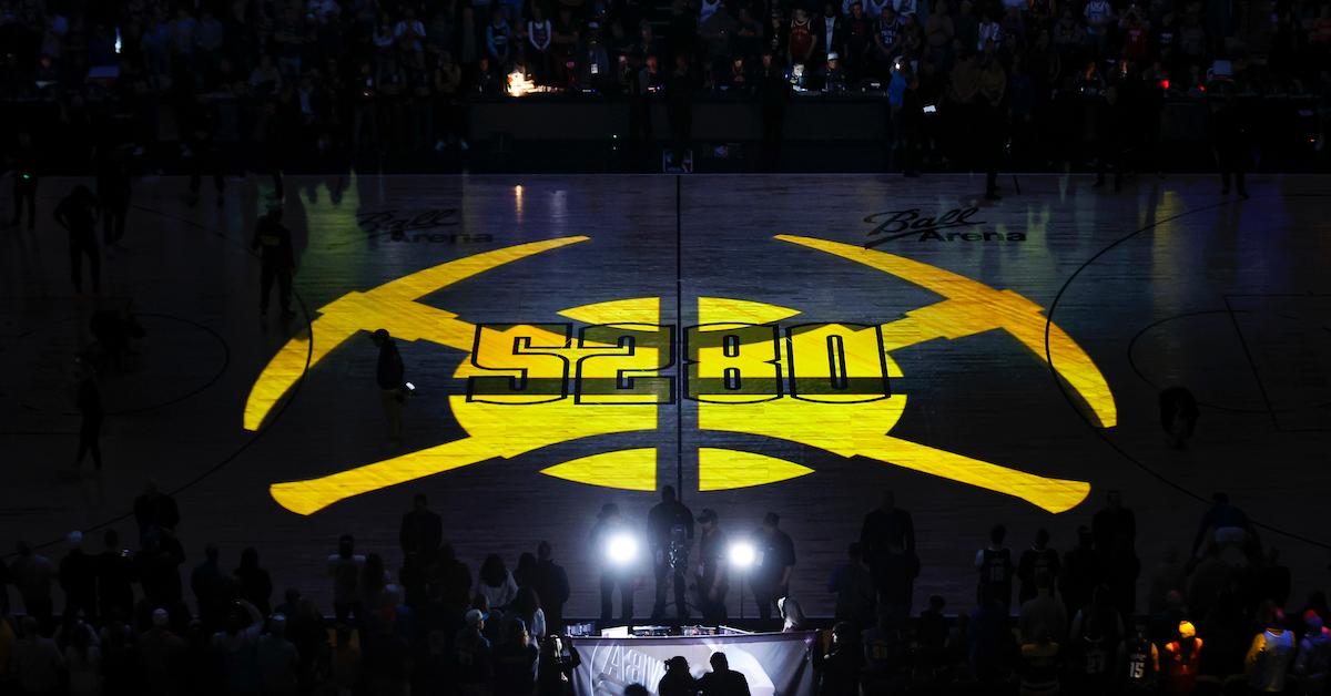 The 5280 logo on the court before the game between the Denver Nuggets and the Philadelphia 76ers at Ball Arena on January 27, 2024 in Denver, Colorado