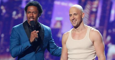 Jonathan Goodwin and Nick Cannon on the 'AGT' stage.