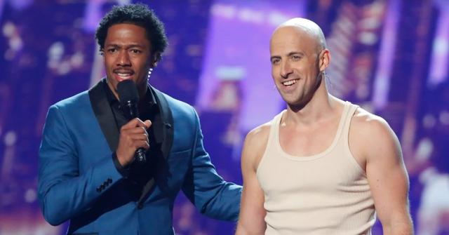 Jonathan Goodwin and Nick Cannon on the 'AGT' stage.