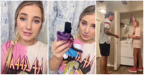 A woman used Barbie clothes as shrunk clothes in a laundry prank