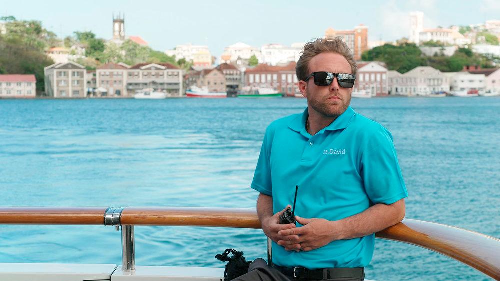 Bosun Jared Woodin aboard the St. David.