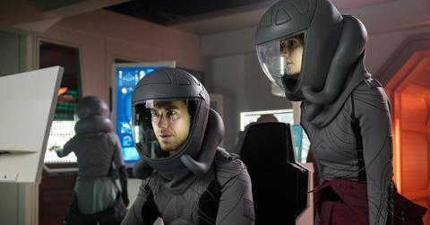 (l-r) Richard Fleeshman as Lt. James Brice, Christie Burke as Lt. Sharon Garnet