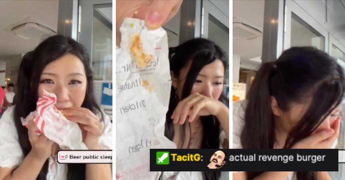 Streamer Finds Trash In KFC Burger. #streamer #streamers #irl #kfc #bu