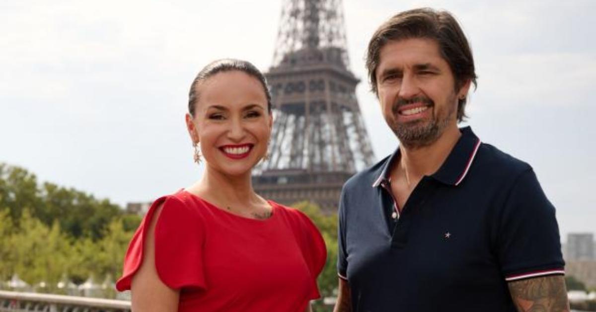 Stephanie Boswell and Ludo Lefebvre in front of the Eiffel Tower