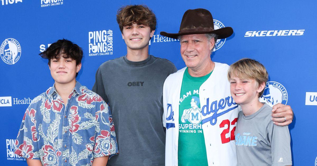 Will Ferrell with his three sons, Magnus, Mattias and Axel, in 2022.