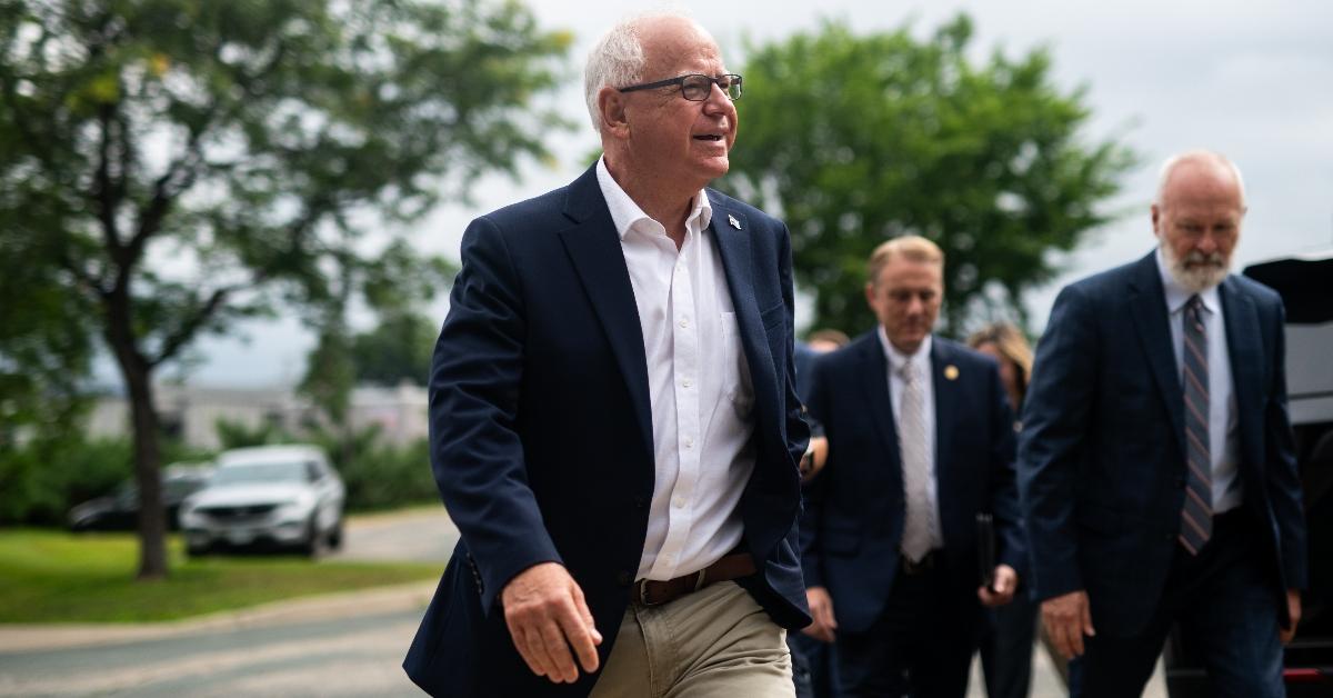 Minnesota Governor Tim Walz arrives to speak at a press conference regarding new gun legislation at City Hall on August 1, 2024 in Bloomington, Minnesota. Walz is thought to be on a short list of potential vice presidential running mates for Democratic presidential candidate Vice President Kamala Harris. (Photo by Stephen Maturen/Getty Images)