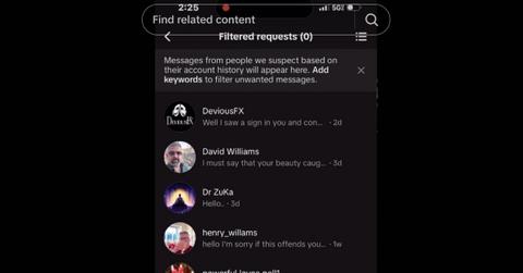 An image of the filtered messages on TikTok.
