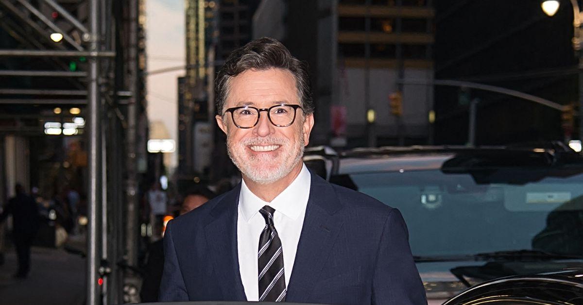 Stephen Colbert outside the Ed Sullivan Theatre.